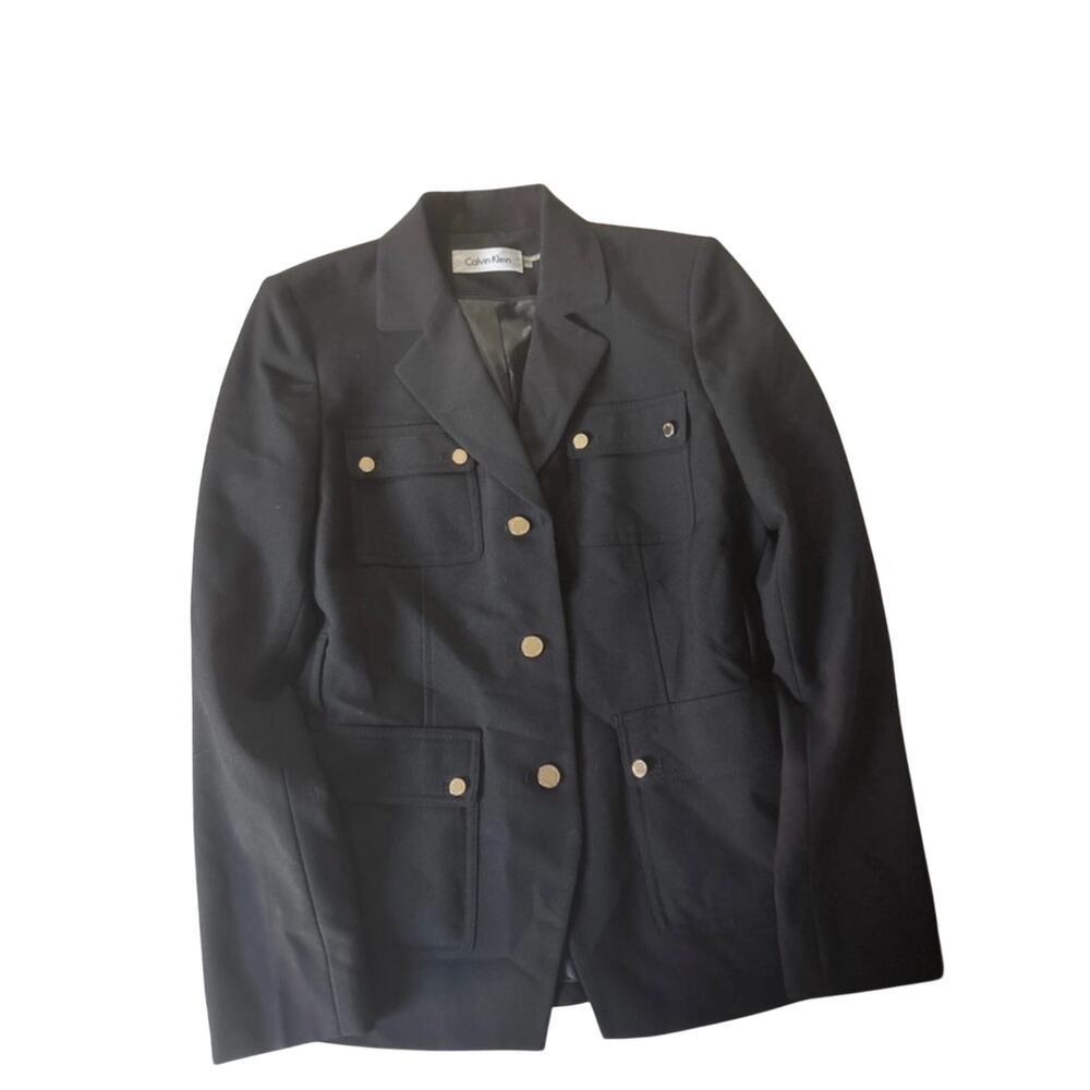 Calvin Klein Black Blazer with Gold-Tone Buttons